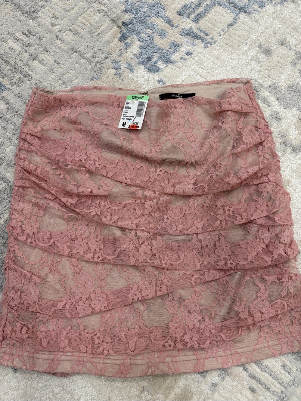 Papaya Dusty Rose Lace Tiered Mini Skirt